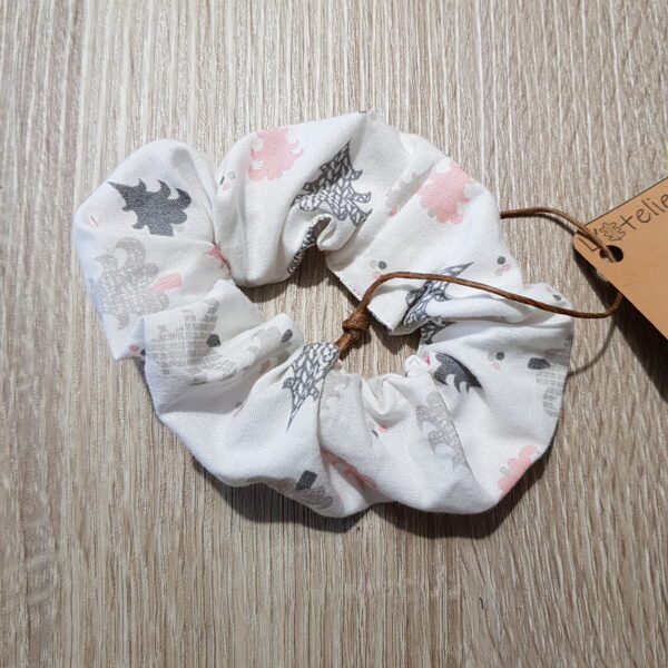 Chouchou élastique sapins de noël roses et gris