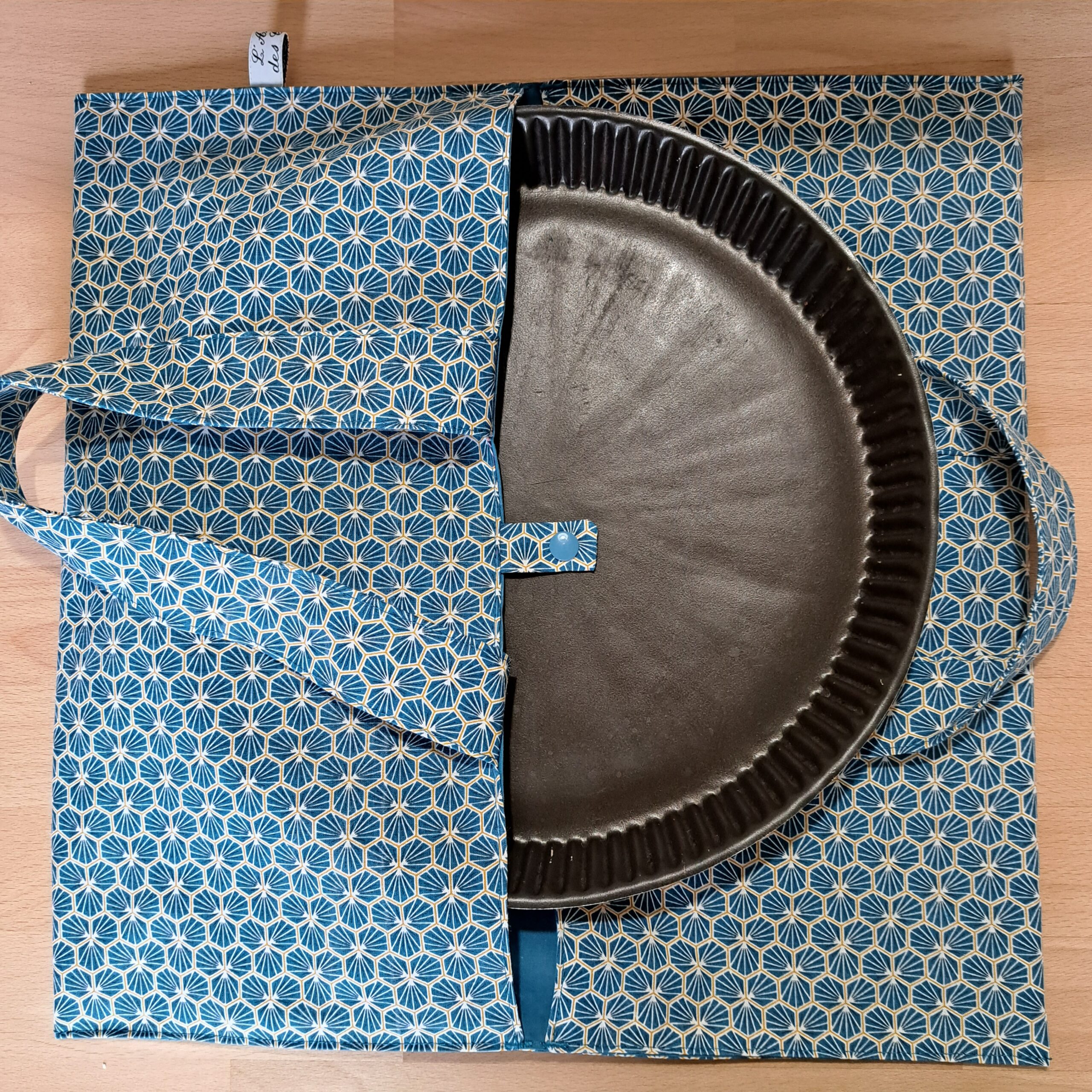 Sac à Tarte En Coton Imprimé Papilles Gourmandes - Dimensions 38x38 Cm - Accessoire De Cuisine Pratique Et Décoratif