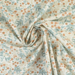 Petites fleurs noisette et feuillage bleu gris