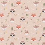 Têtes animaux sur fond beige