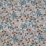 Petites fleurs noisette et feuillage bleu gris